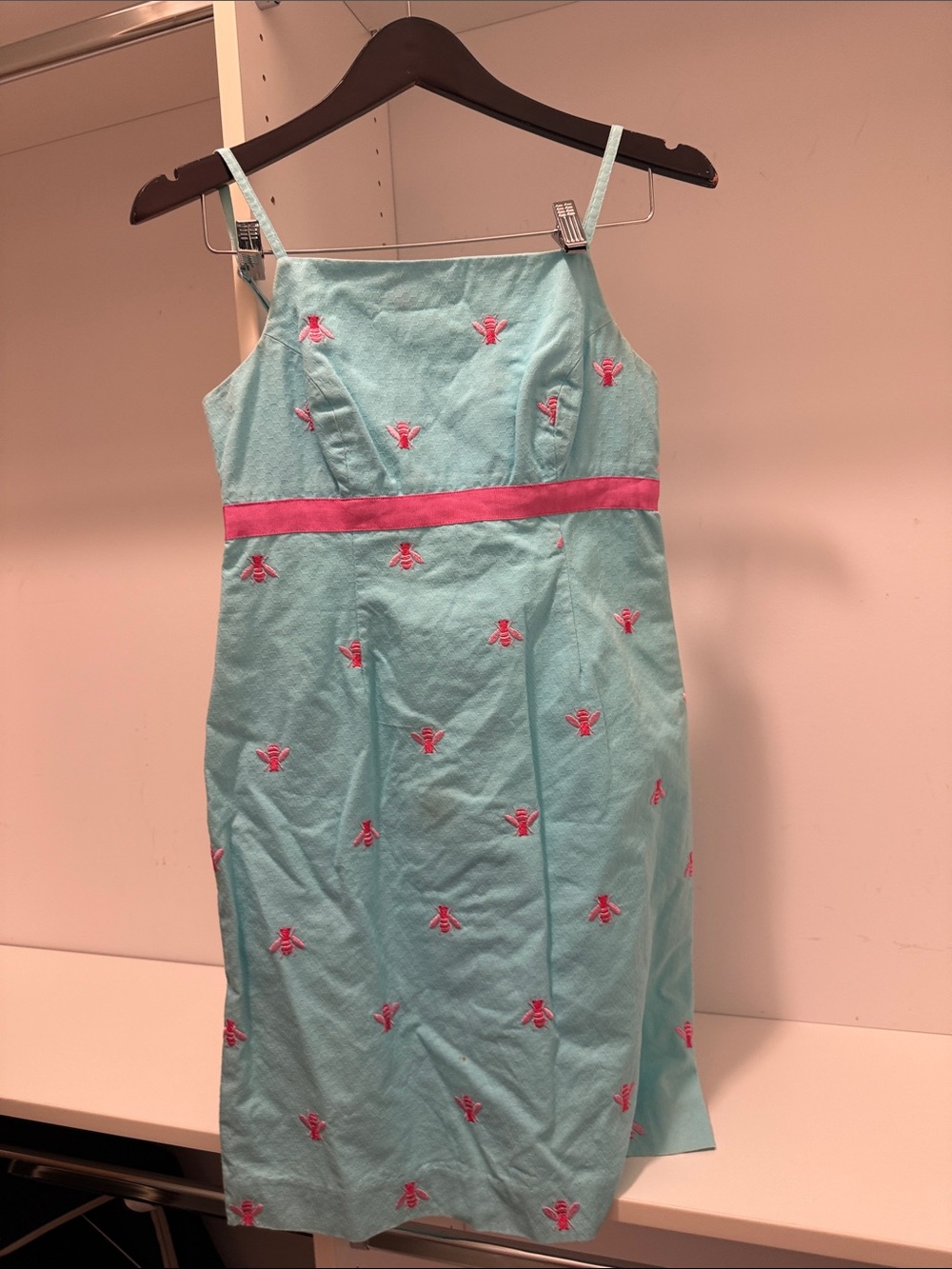 Lilly Pulitzer Aqua Mini Dress with Pink Embroidery